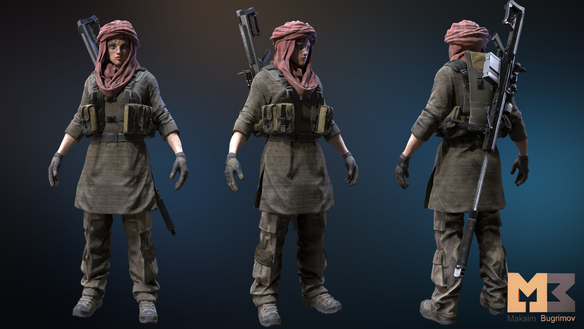 Female Soldiers Pack Low-poly 3D model_41