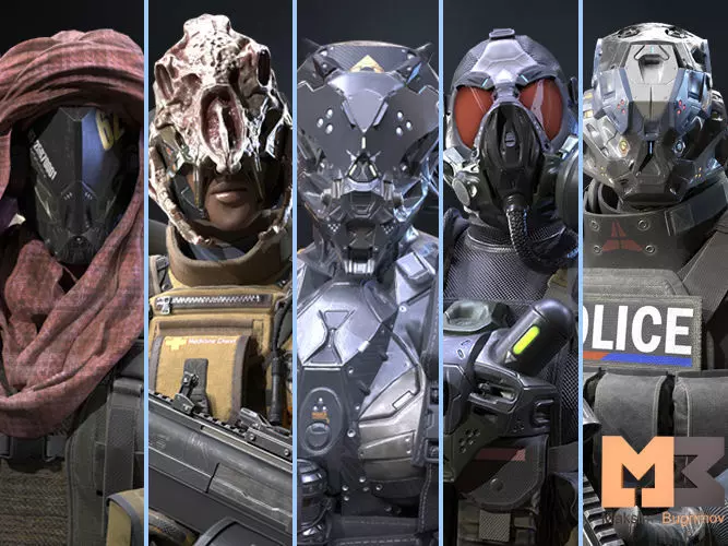 Female Soldiers Pack Low-poly 3D model_0