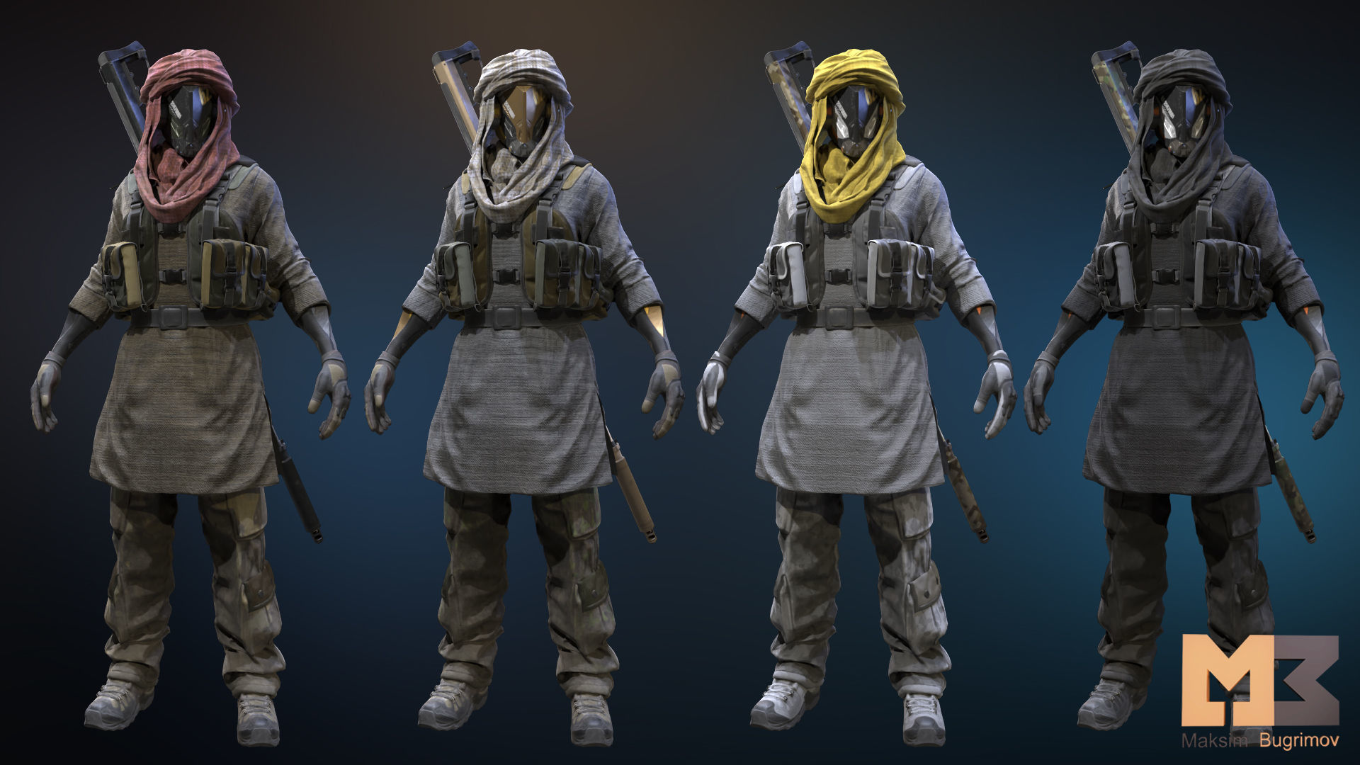 Female Soldiers Pack Low-poly 3D model_43