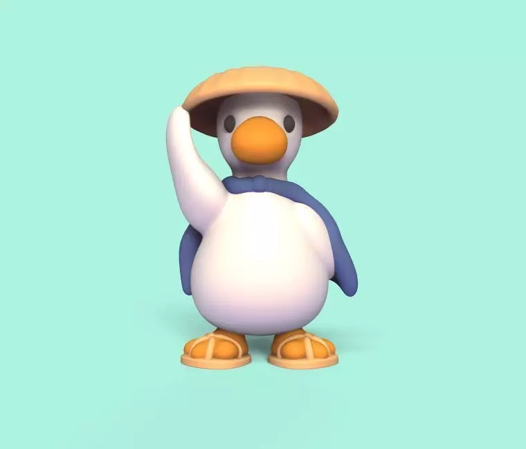 Duck Wearing Hat 3D print model_0