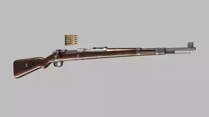 mauser-karabiner-98k rifle with two cartridges 3D model