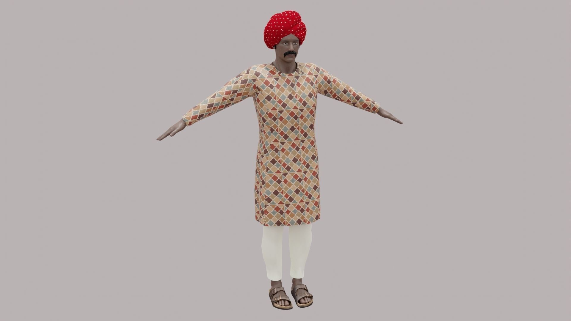 Rajasthani Male Character 1 Low-poly 3D model_19