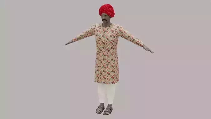 Rajasthani Male Character 1 Low-poly 3D model