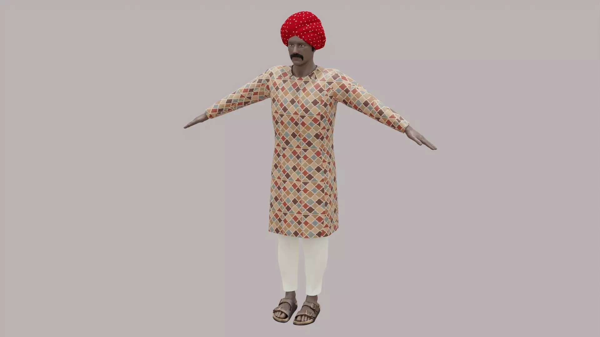 Rajasthani Male Character 1 Low-poly 3D model_0