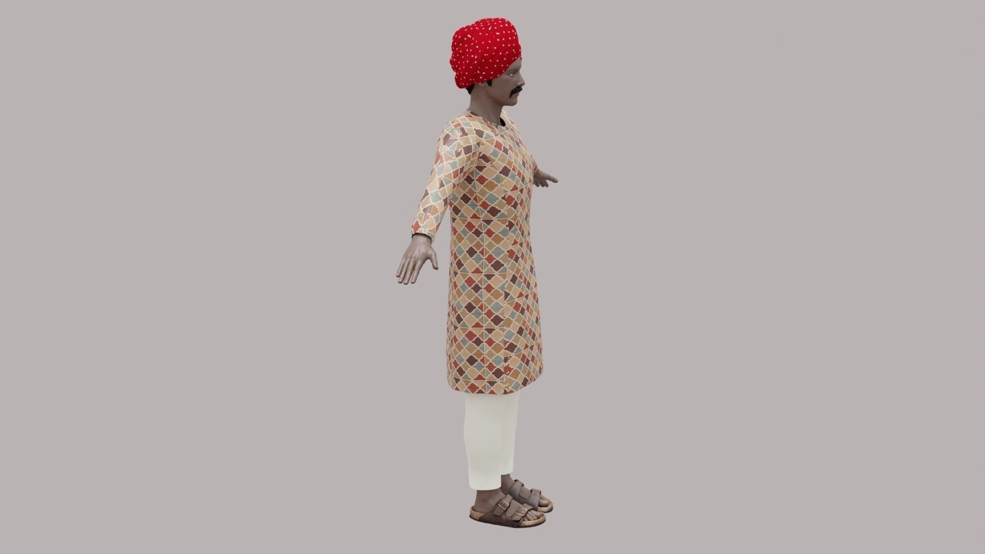 Rajasthani Male Character 1 Low-poly 3D model_16