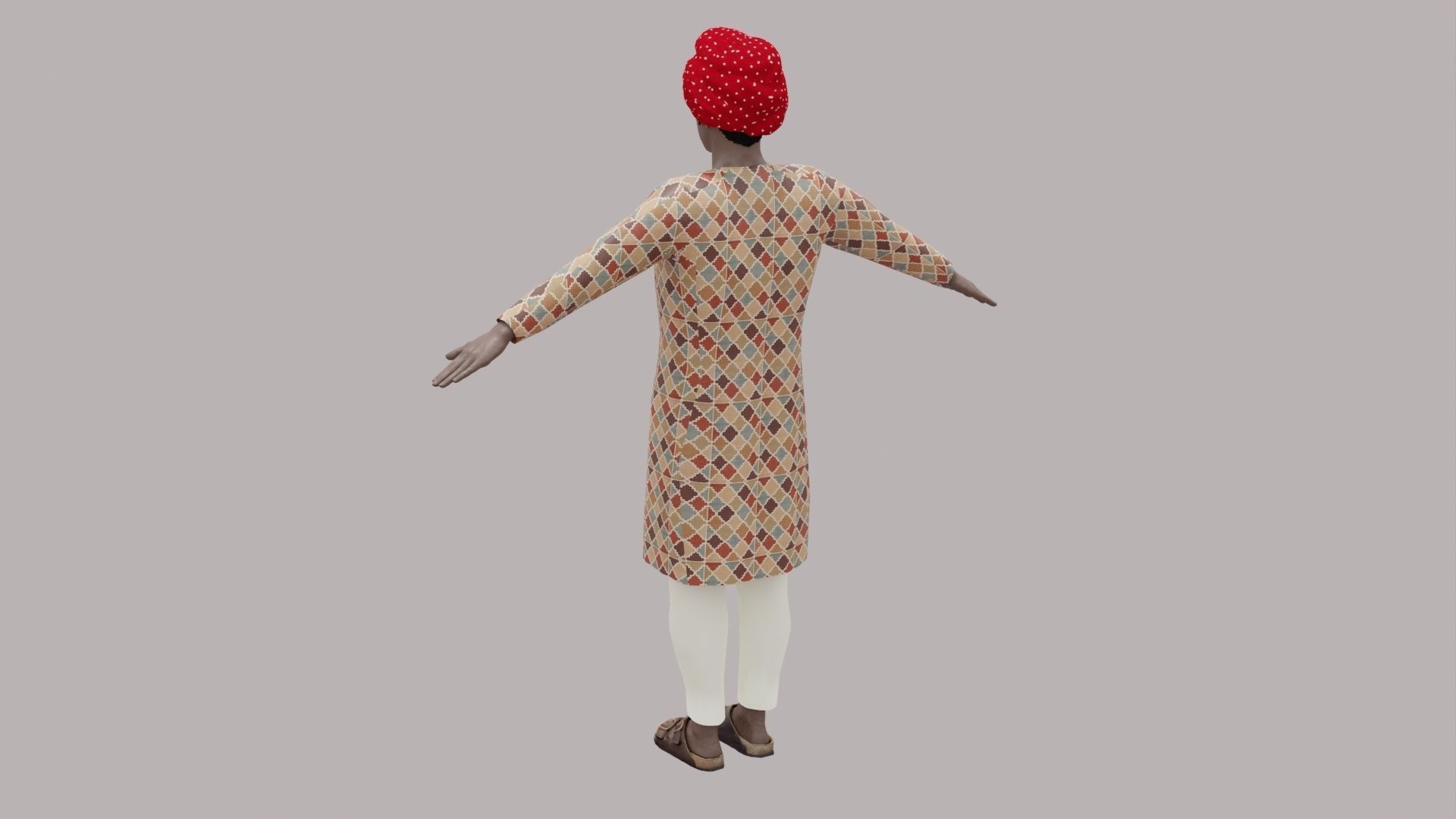 Rajasthani Male Character 1 Low-poly 3D model_10