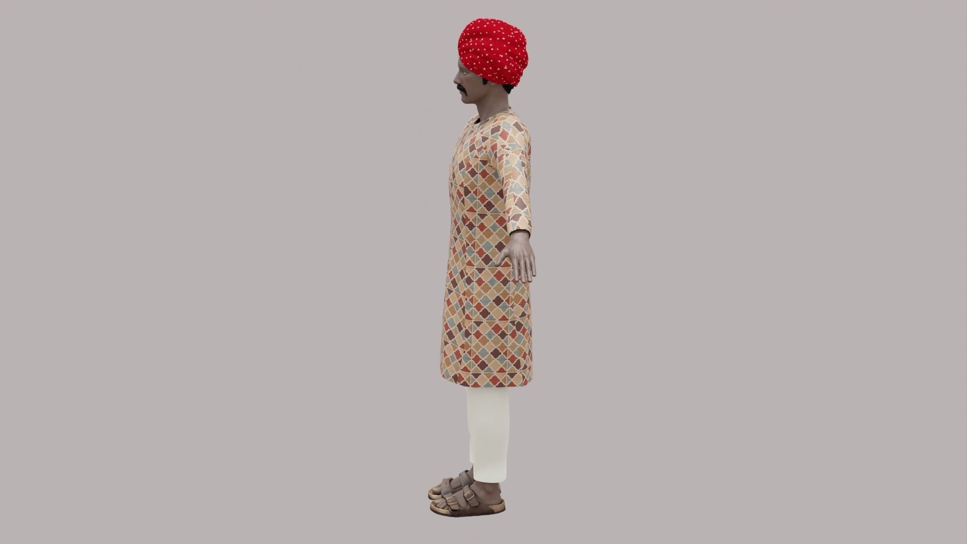 Rajasthani Male Character 1 Low-poly 3D model_7
