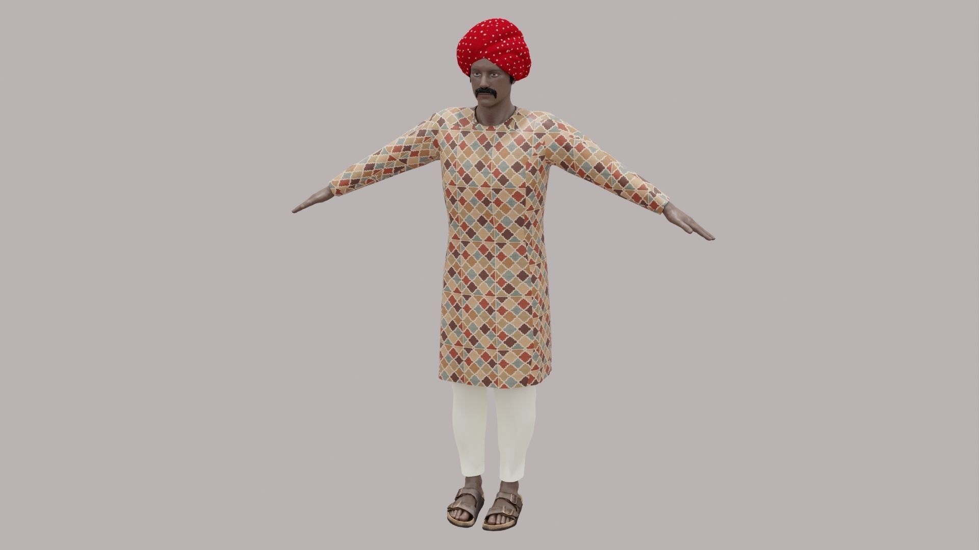 Rajasthani Male Character 1 Low-poly 3D model_22