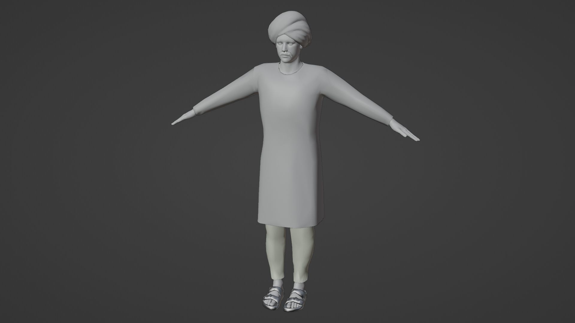 Rajasthani Male Character 1 Low-poly 3D model_23