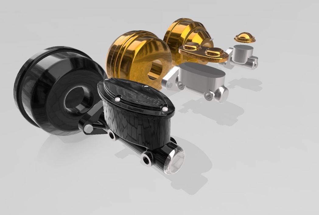 Set of 3 brake boosters with interchangeable master cylinders  3D print model_5