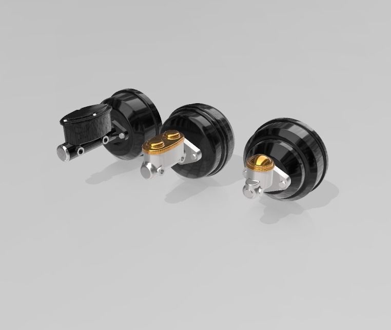 Set of 3 brake boosters with interchangeable master cylinders  3D print model_2