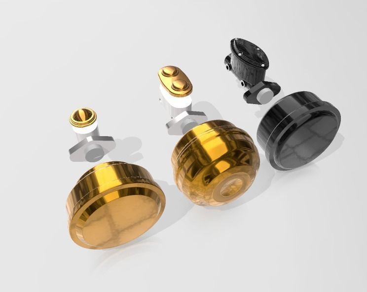 Set of 3 brake boosters with interchangeable master cylinders  3D print model_4