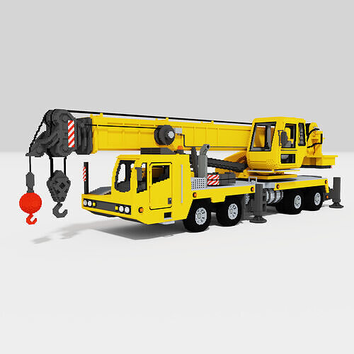 Voxel Crane Truck Low-poly 3D model