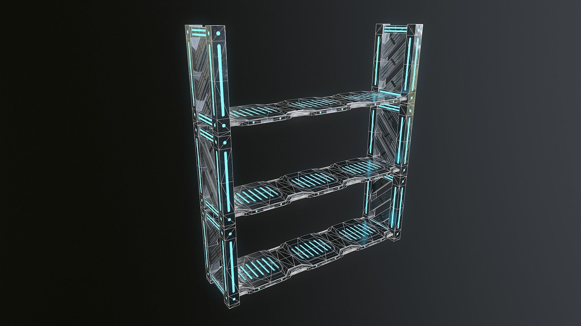 Sci-fi Closet Shelf type 1 Low-poly 3D model_2