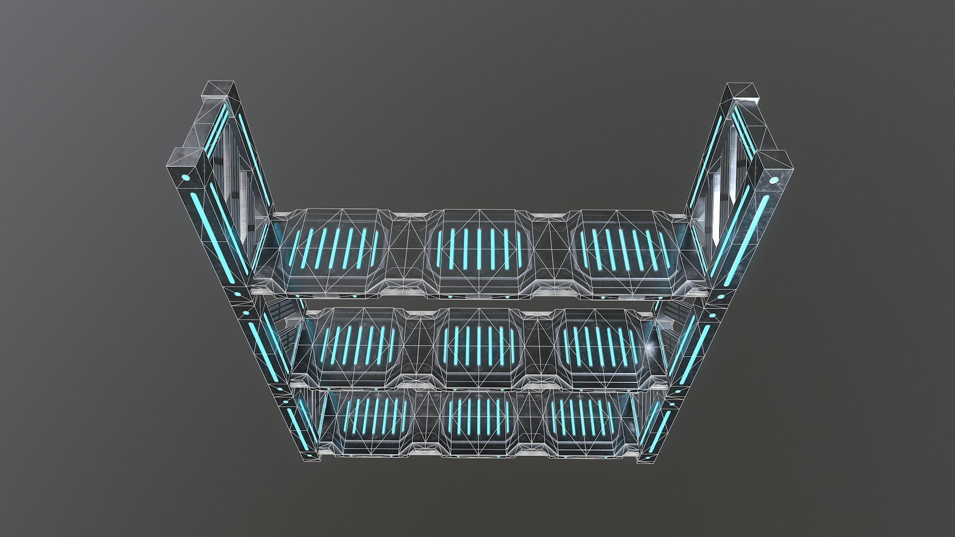 Sci-fi Closet Shelf type 1 Low-poly 3D model_7