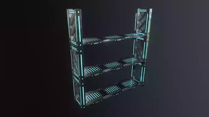 Sci-fi Closet Shelf type 1 Low-poly 3D model