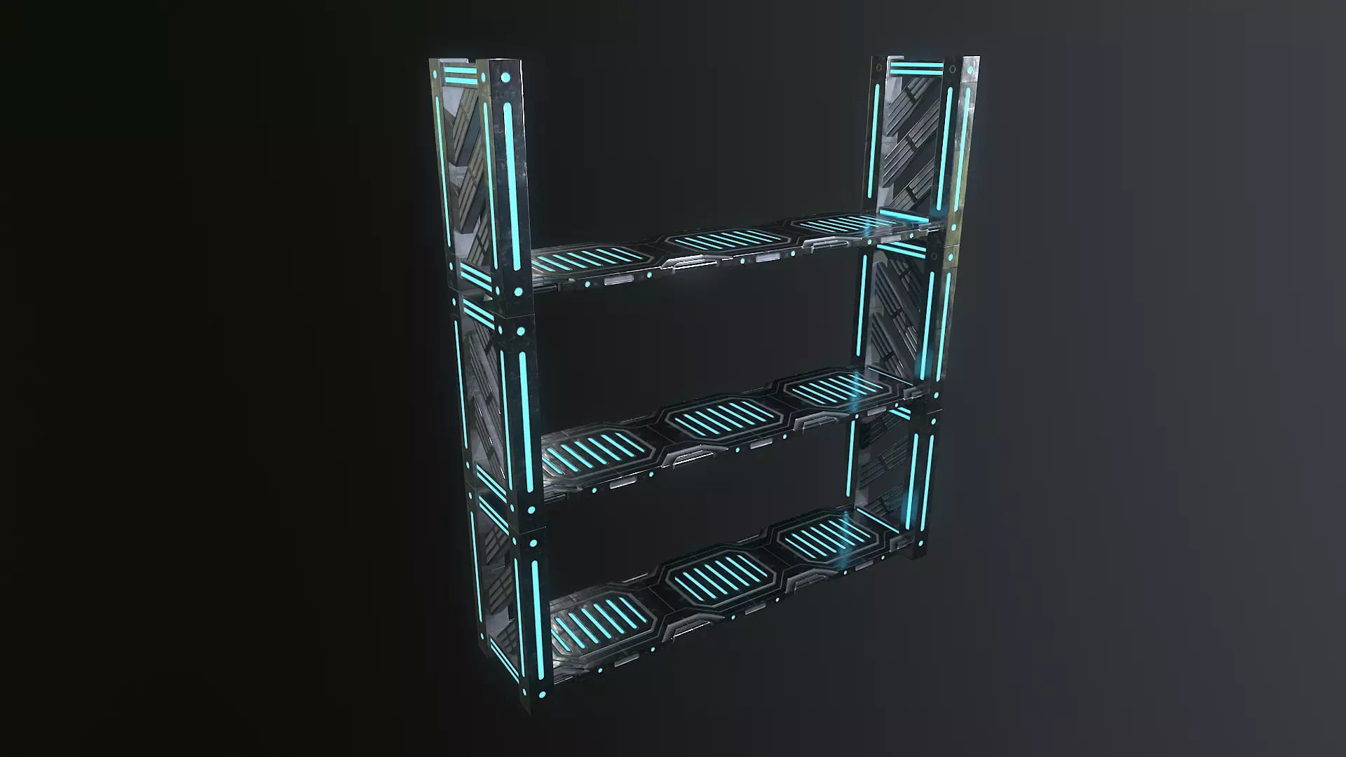 Sci-fi Closet Shelf type 1 Low-poly 3D model_0