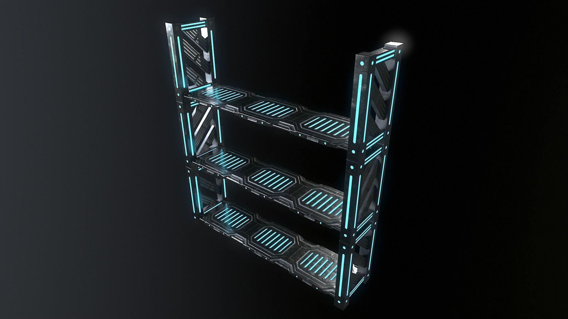 Sci-fi Closet Shelf type 1 Low-poly 3D model_3