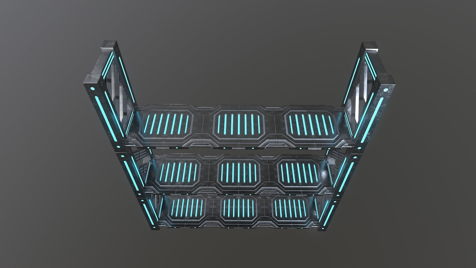 Sci-fi Closet Shelf type 1 Low-poly 3D model_8