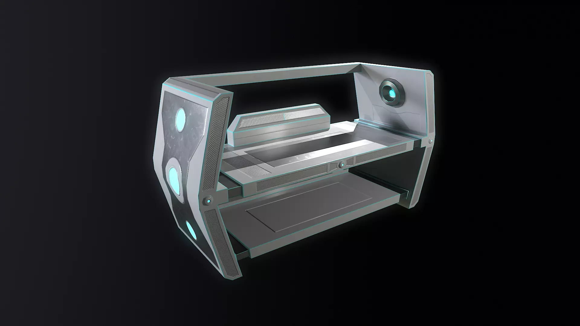 Sci-fi Closet Shelf type 2 Low-poly 3D model_0