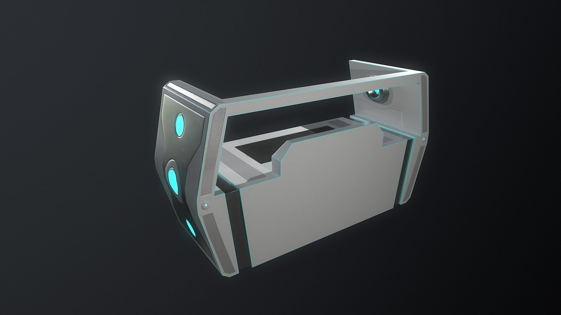 Sci-fi Closet Shelf type 2 Low-poly 3D model_7