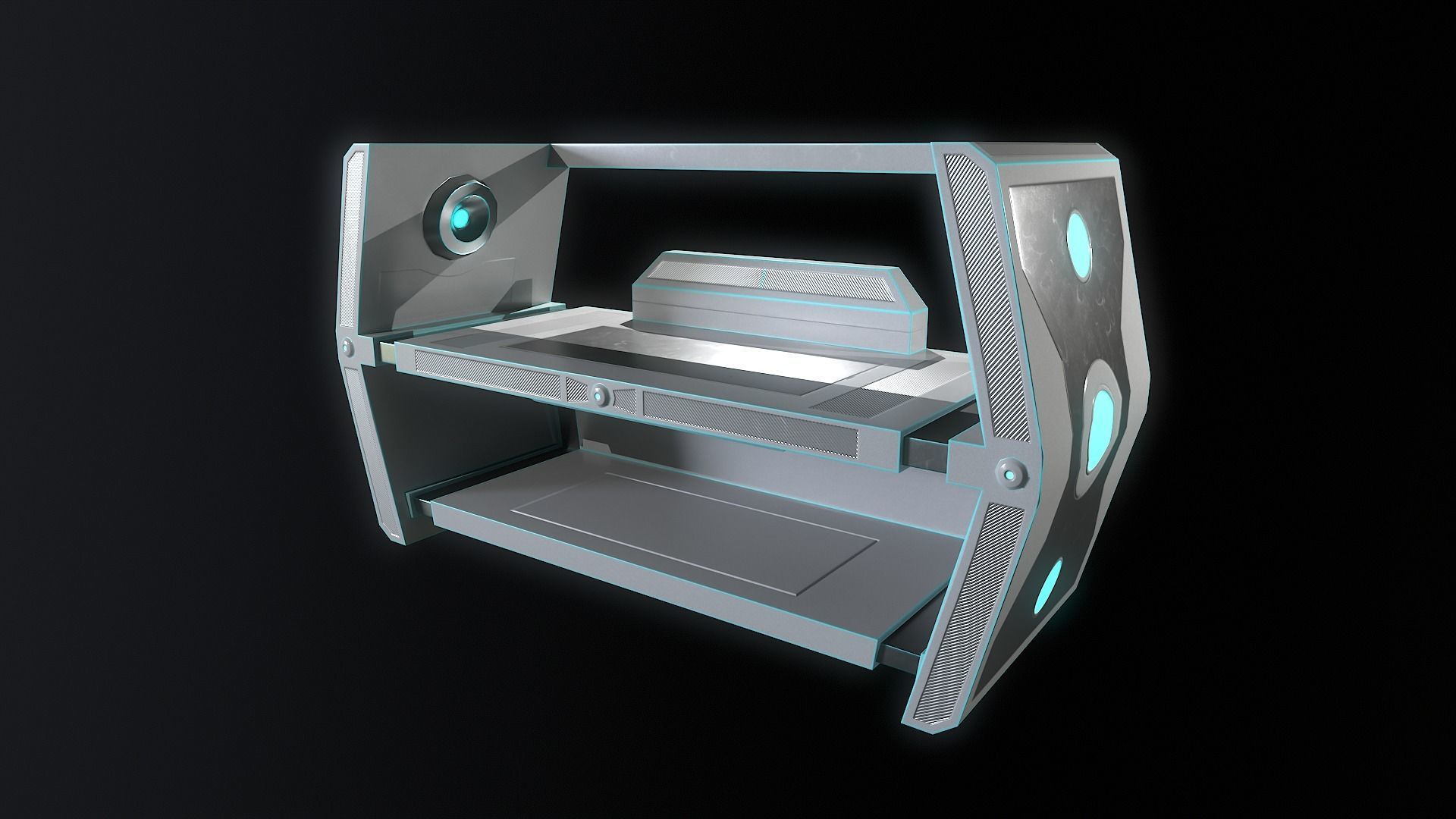 Sci-fi Closet Shelf type 2 Low-poly 3D model_3