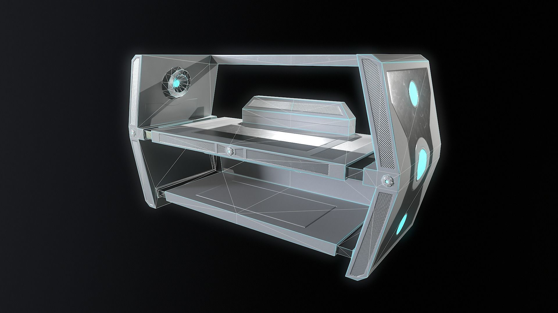 Sci-fi Closet Shelf type 2 Low-poly 3D model_4