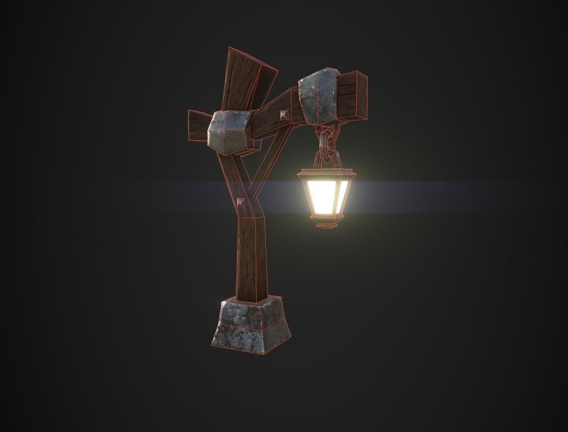 Stylized Light Pole Low-poly 3D model_1