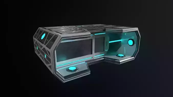Sci-fi Closet Shelf type 3 Low-poly 3D model