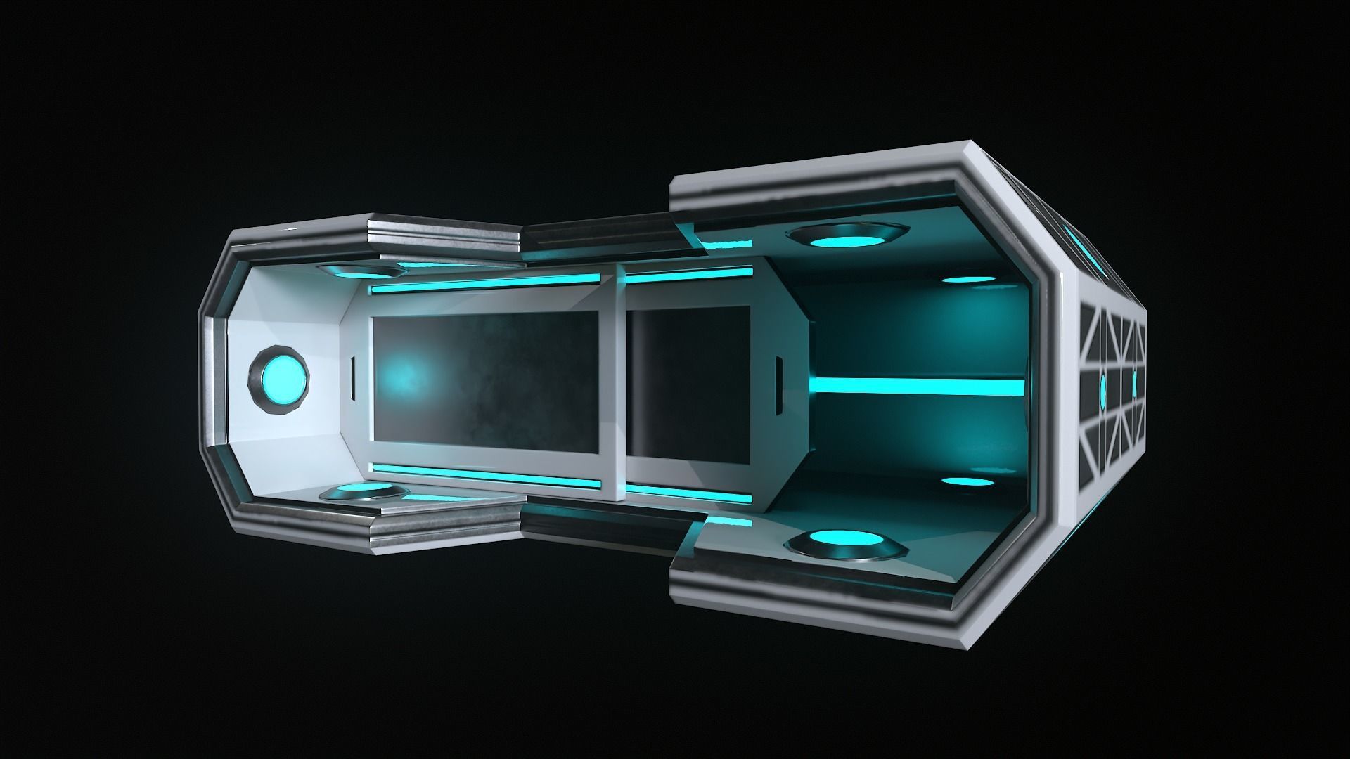 Sci-fi Closet Shelf type 3 Low-poly 3D model_3