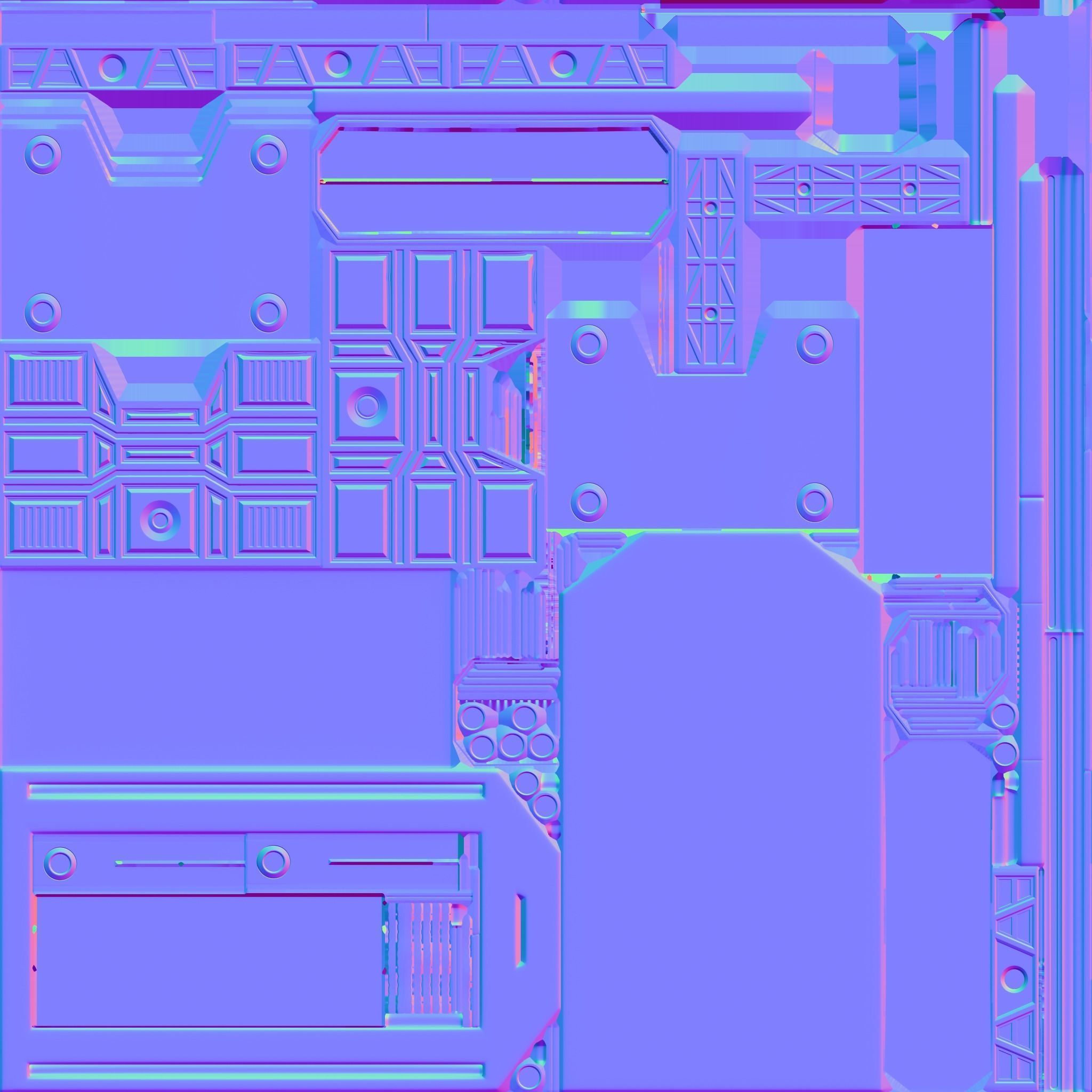 Sci-fi Closet Shelf type 3 Low-poly 3D model_9