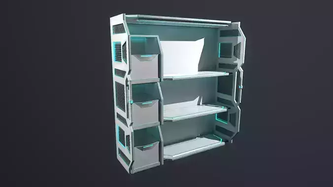 Sci-fi Closet Shelf type 4 Low-poly 3D model