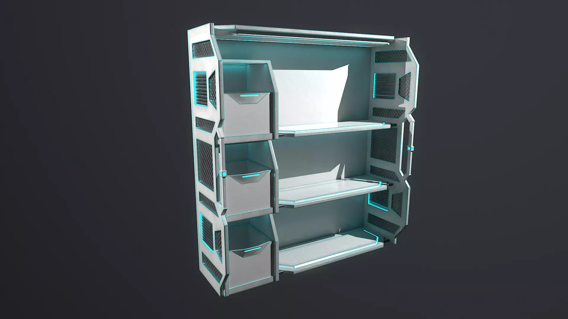 Sci-fi Closet Shelf type 4 Low-poly 3D model_0