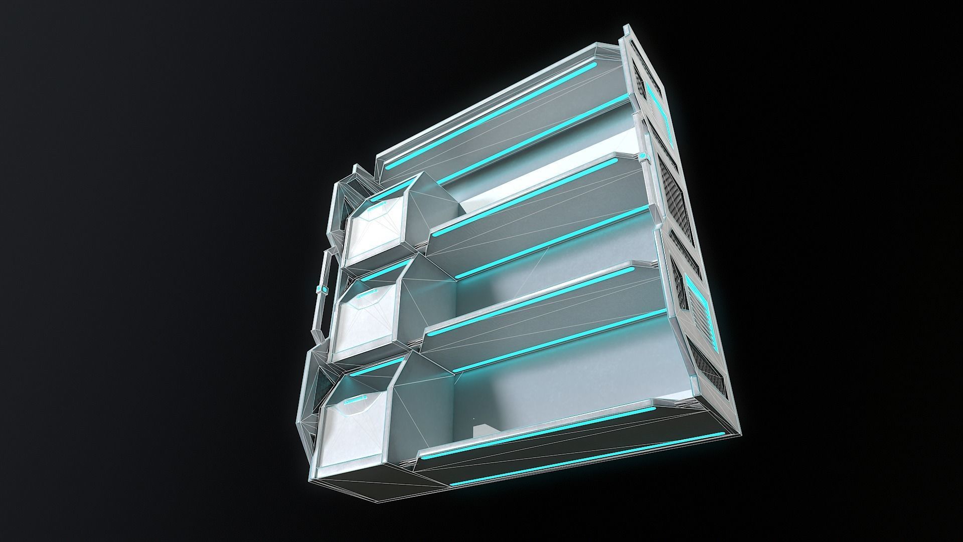 Sci-fi Closet Shelf type 4 Low-poly 3D model_4