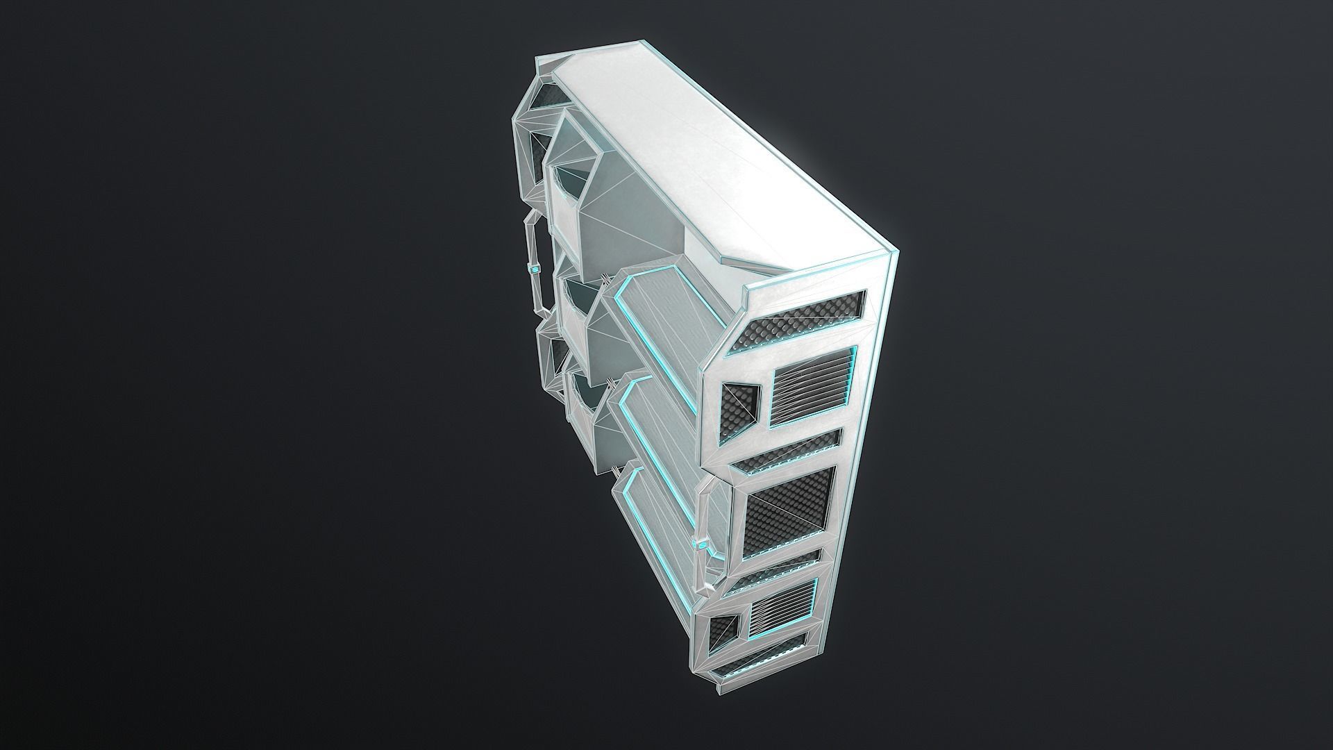 Sci-fi Closet Shelf type 4 Low-poly 3D model_6