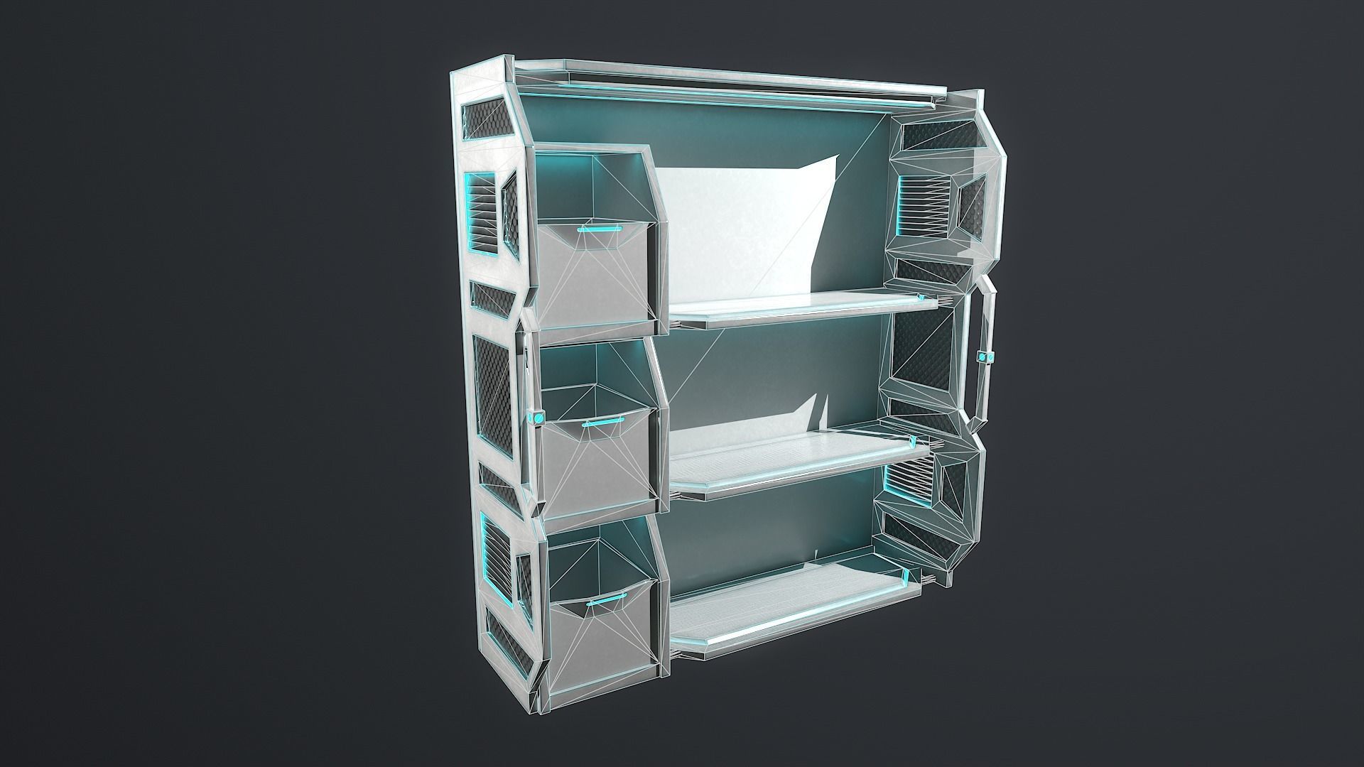 Sci-fi Closet Shelf type 4 Low-poly 3D model_2