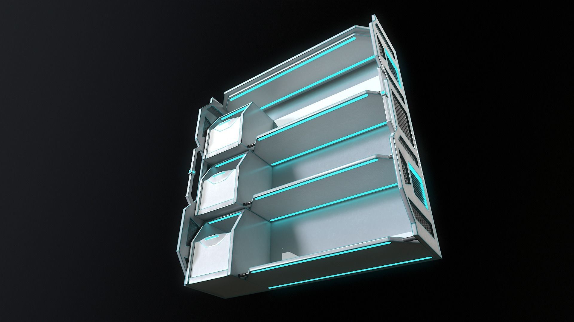 Sci-fi Closet Shelf type 4 Low-poly 3D model_3