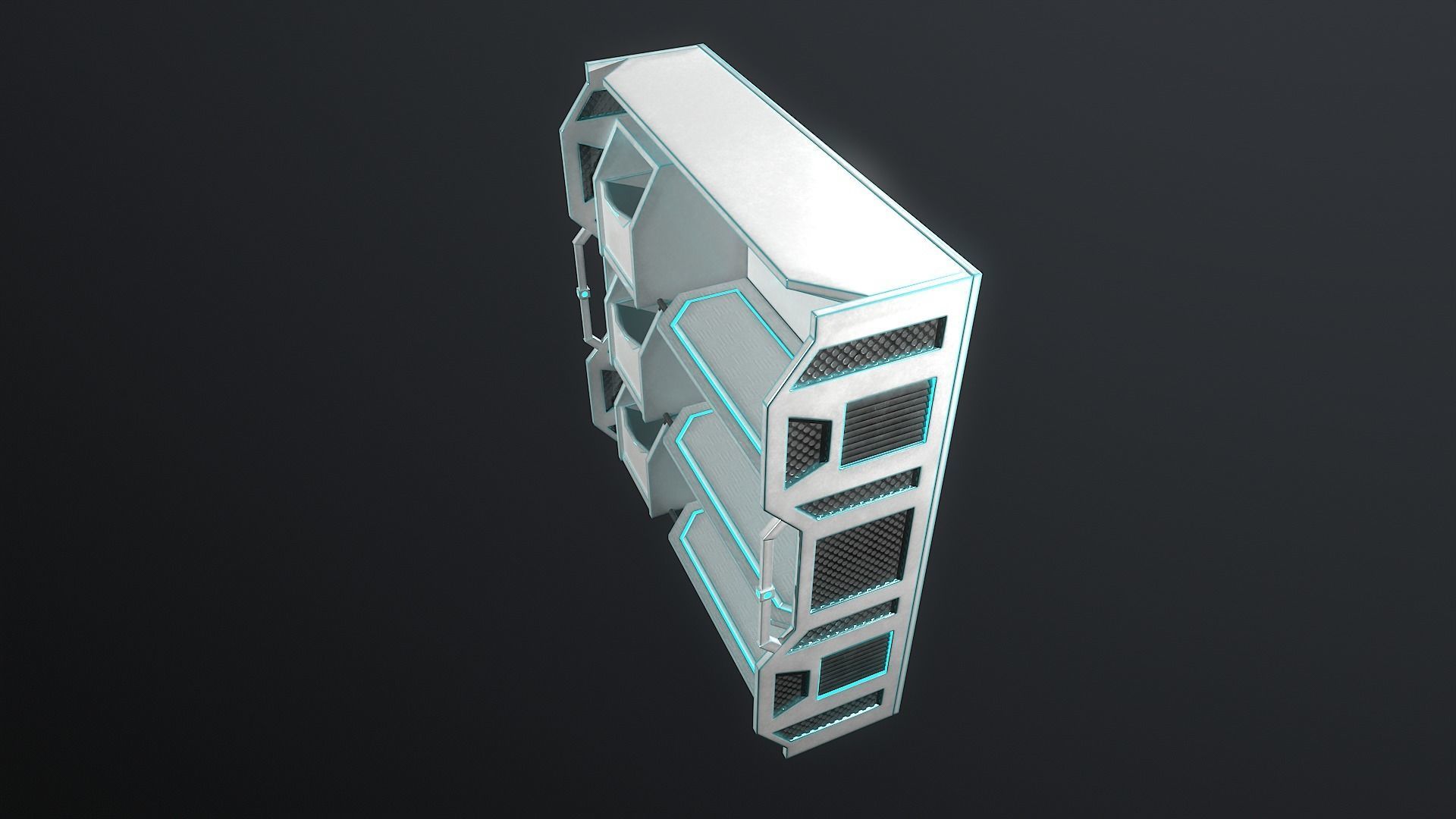 Sci-fi Closet Shelf type 4 Low-poly 3D model_5
