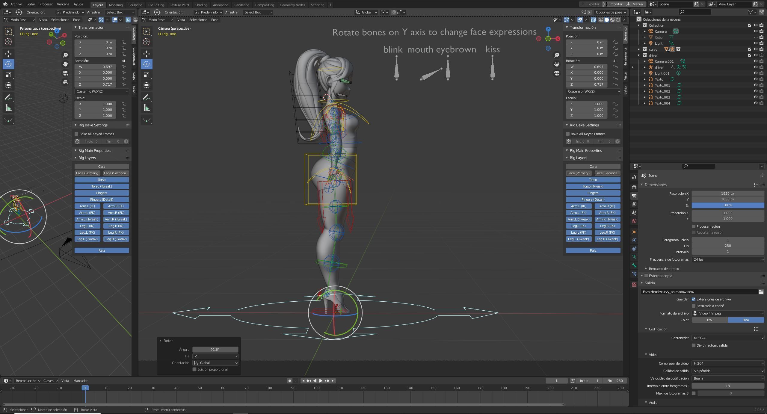 Curvy stylised rigged 3D character Low-poly 3D model_4