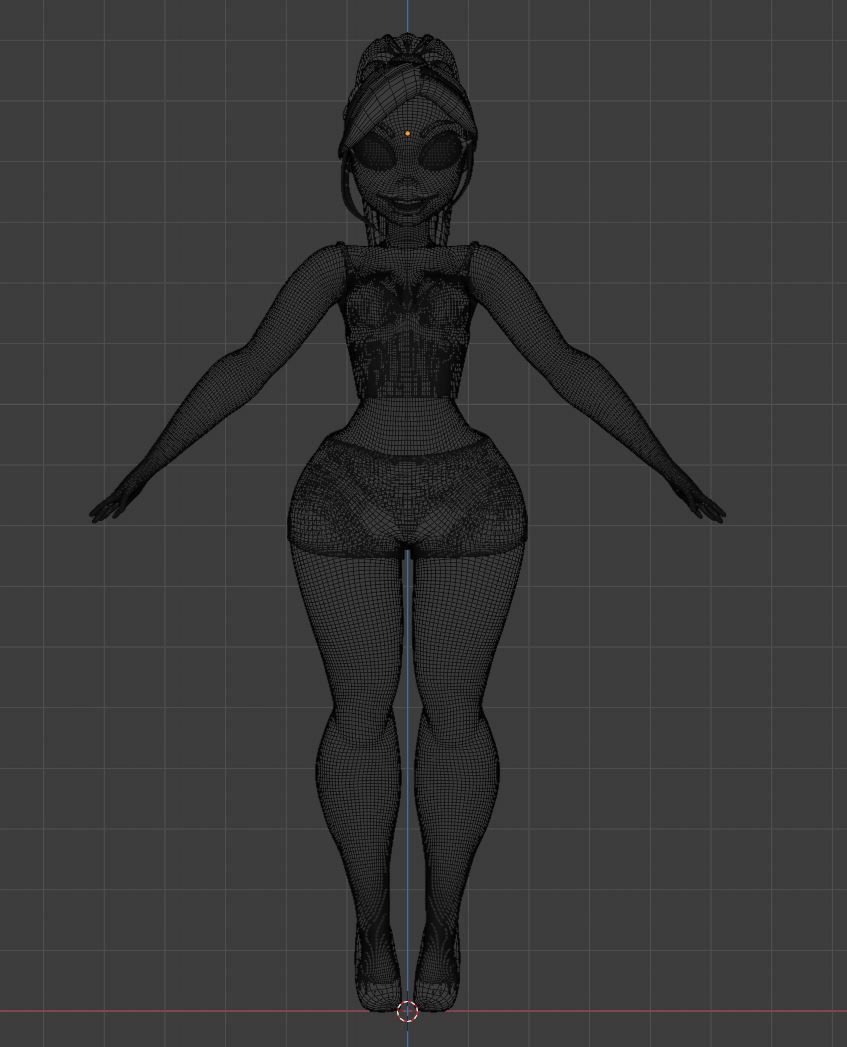Curvy stylised rigged 3D character Low-poly 3D model_5