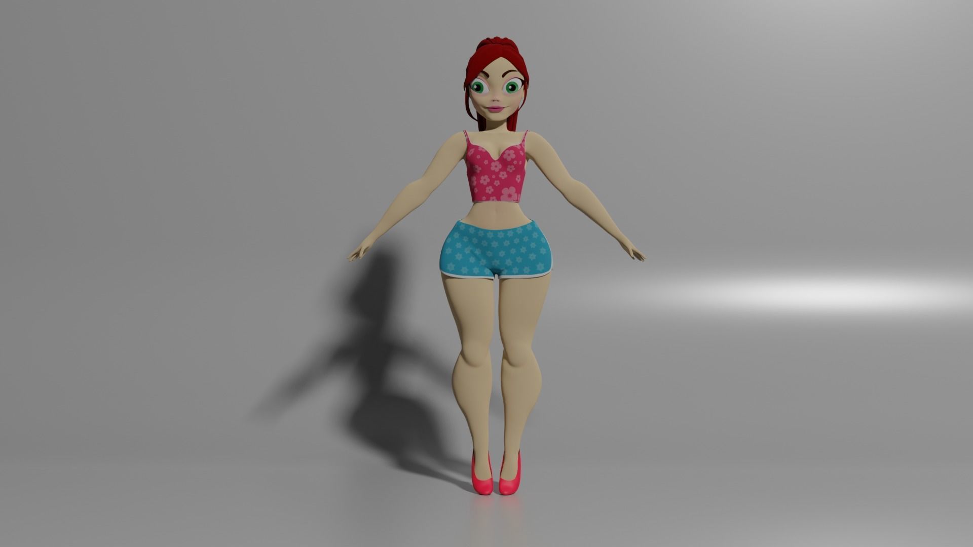 Curvy stylised rigged 3D character Low-poly 3D model_2