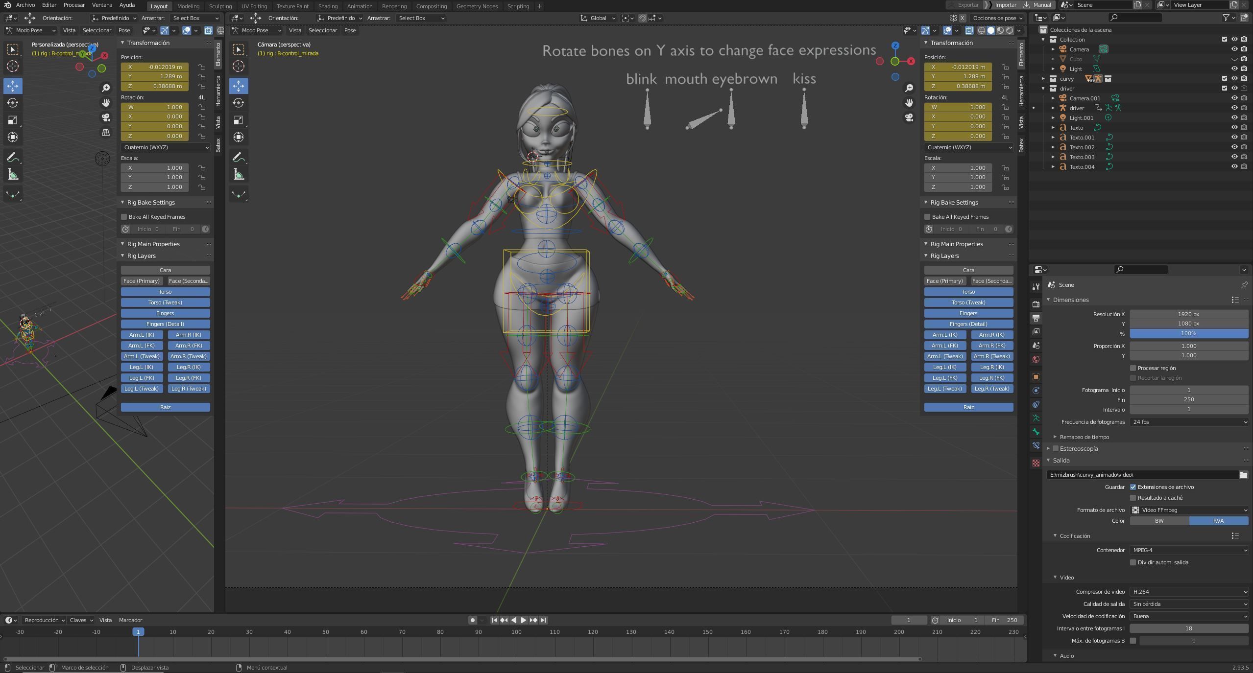 Curvy stylised rigged 3D character Low-poly 3D model_3