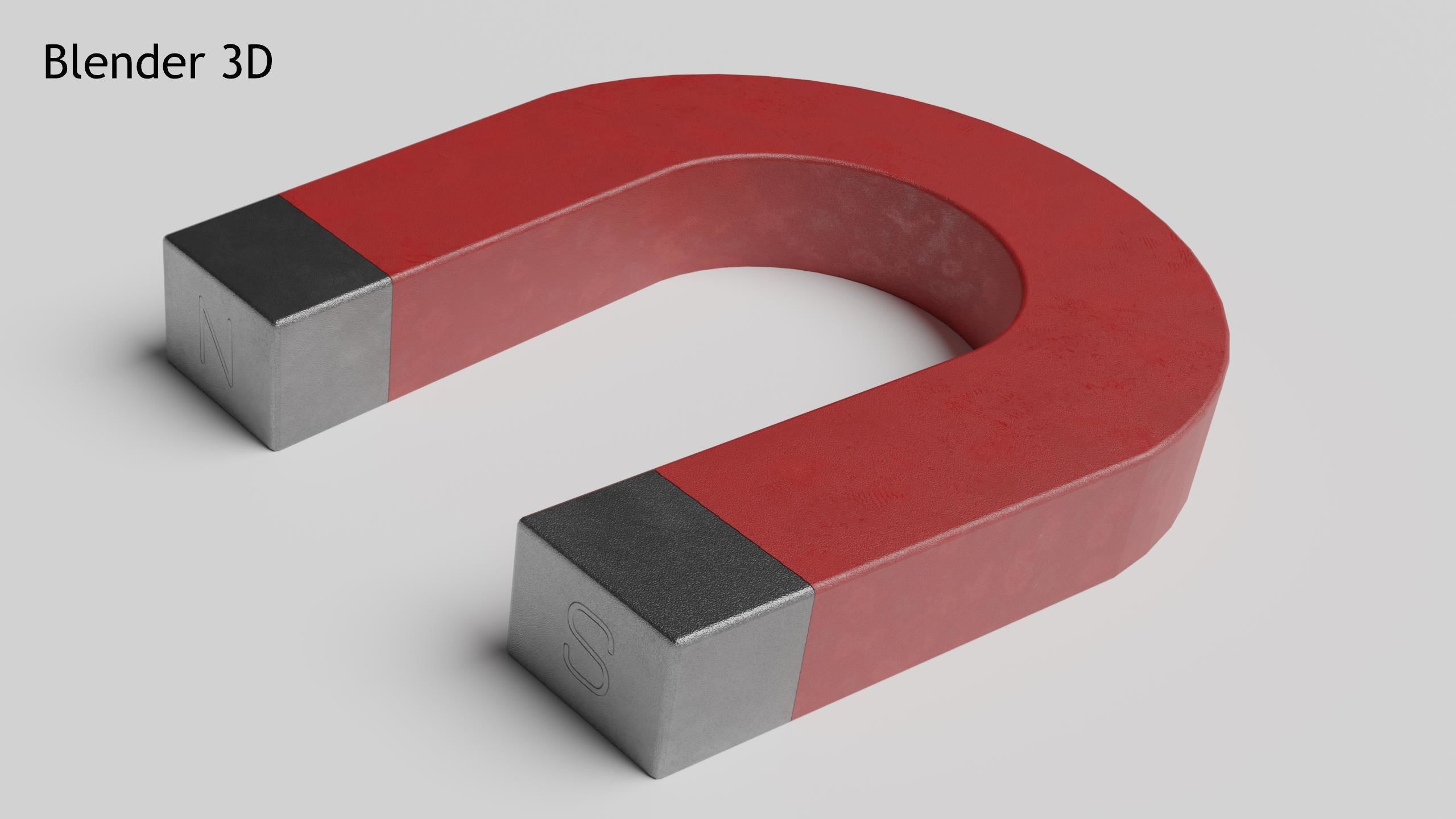 U-Shaped Magnet Low-poly 3D model_2