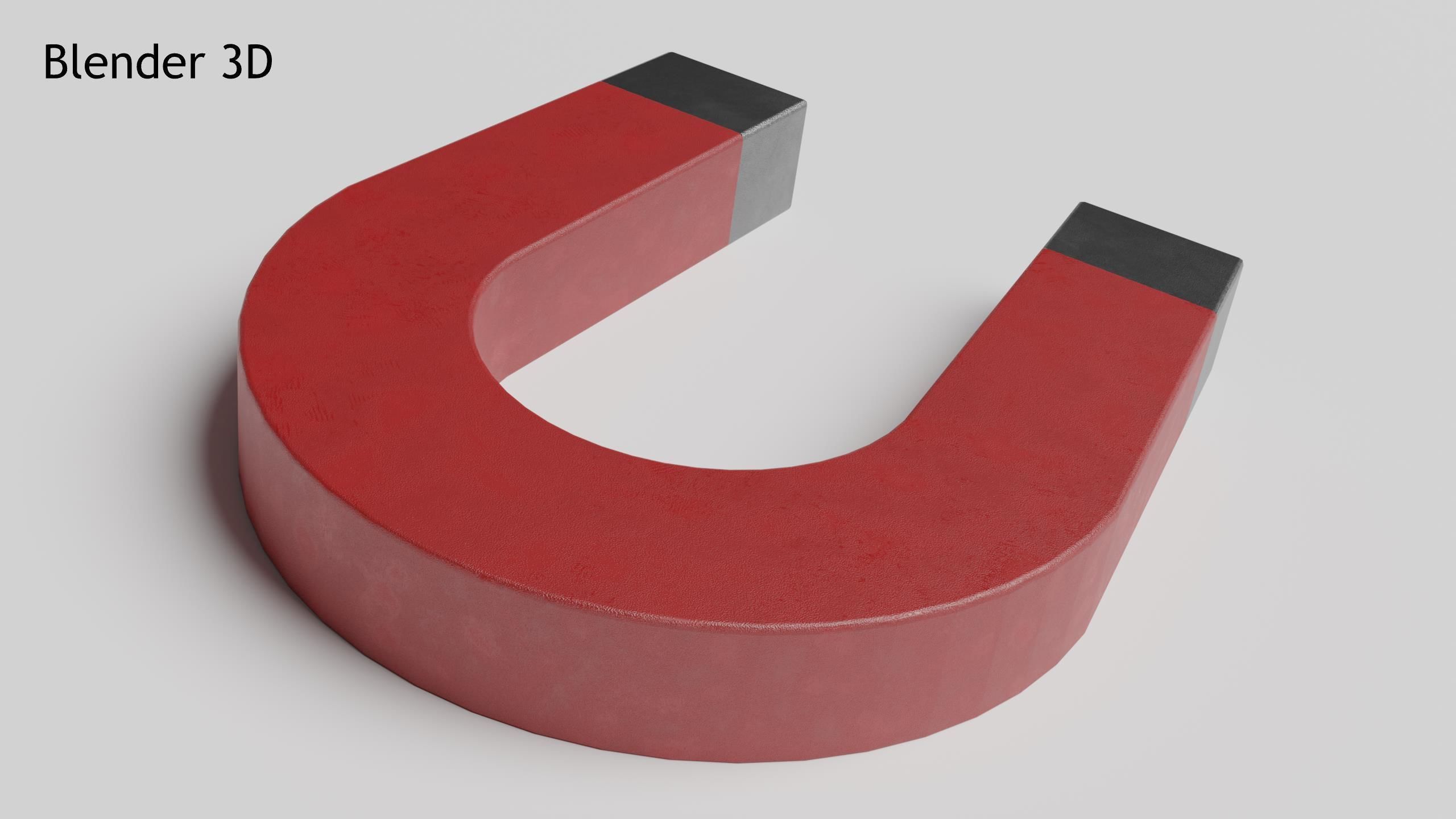 U-Shaped Magnet Low-poly 3D model_3