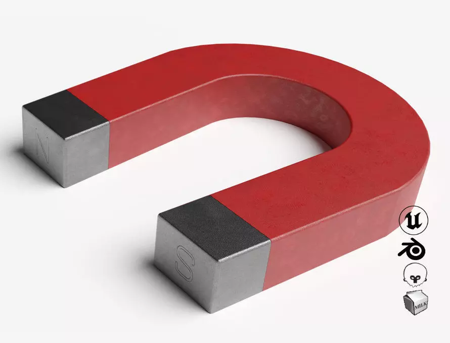 U-Shaped Magnet Low-poly 3D model_0
