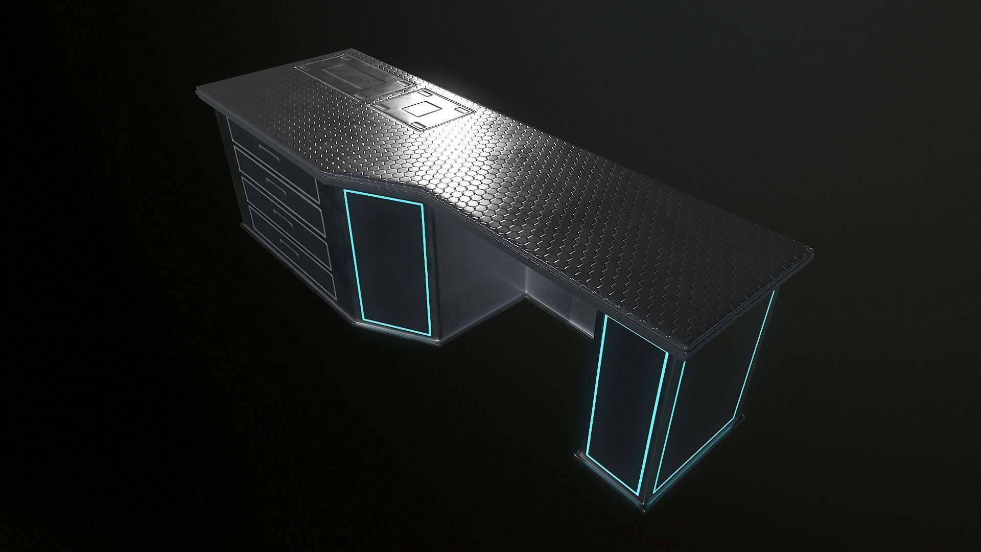 Sci-fi table desk type 2 Low-poly 3D model_3