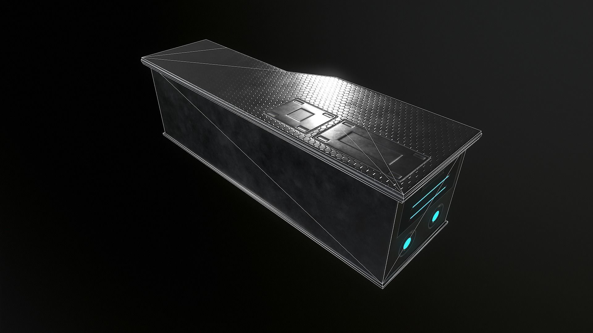 Sci-fi table desk type 2 Low-poly 3D model_6