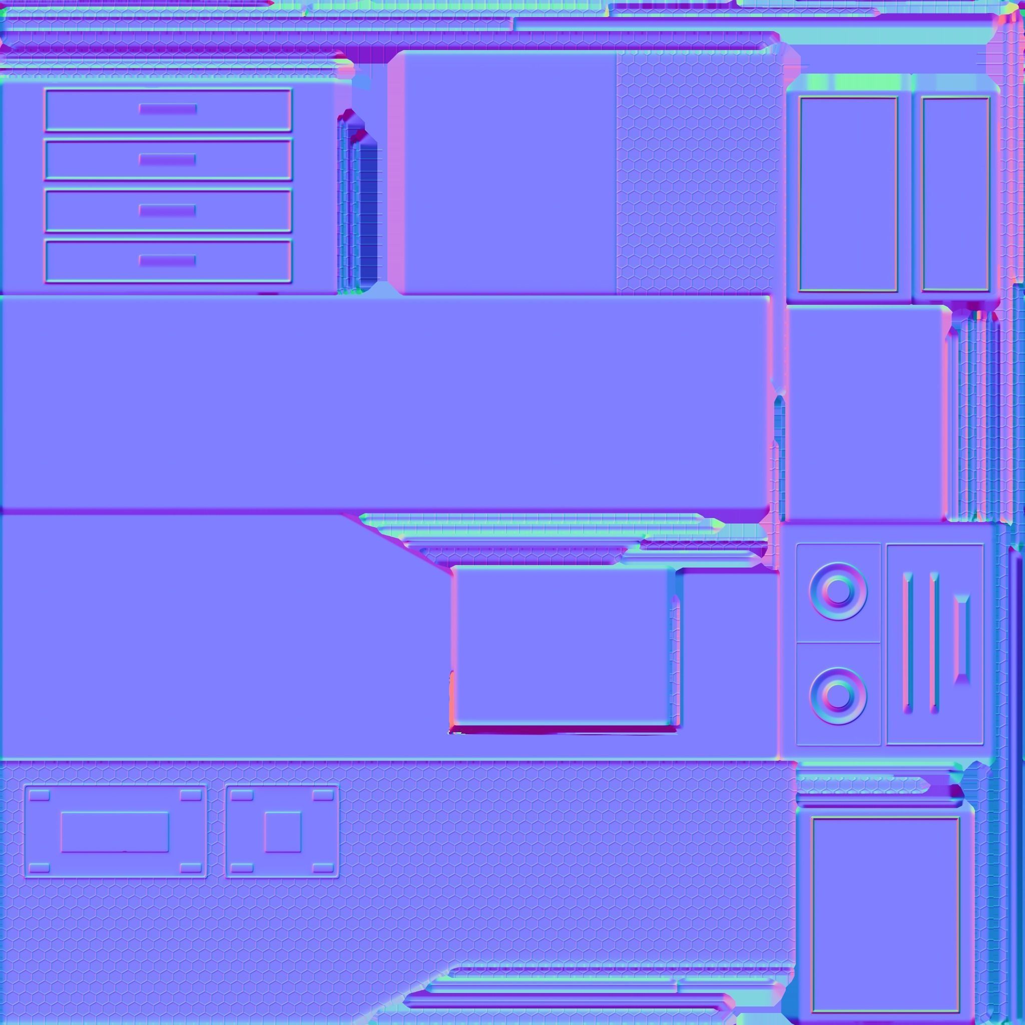 Sci-fi table desk type 2 Low-poly 3D model_14