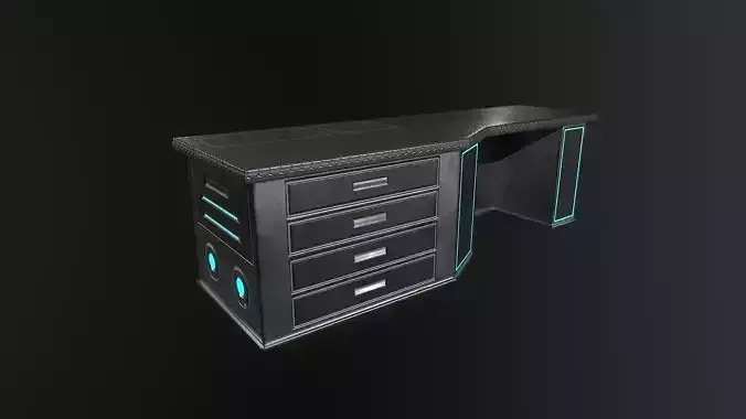Sci-fi table desk type 2 Low-poly 3D model