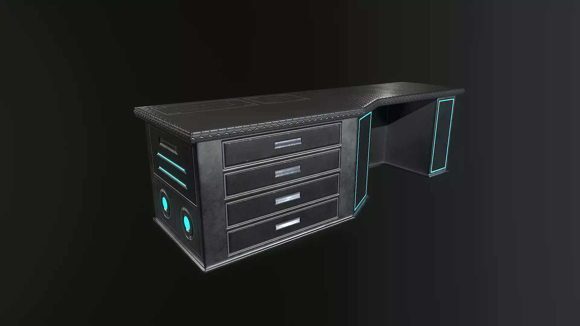Sci-fi table desk type 2 Low-poly 3D model_0